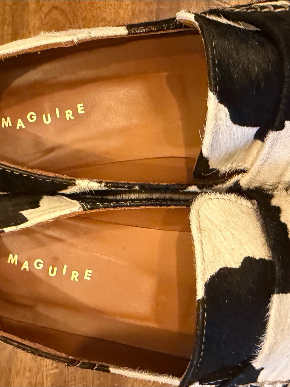 Maguire Black & White Cowhide Loafers for Women